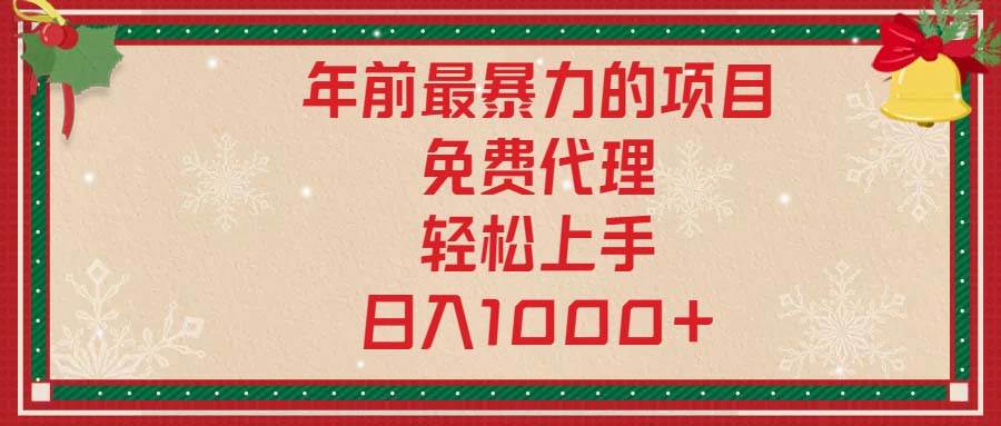 （13773期）年前最暴力的项目，免费代理，轻松上手，日入1000+-天孤无涯网