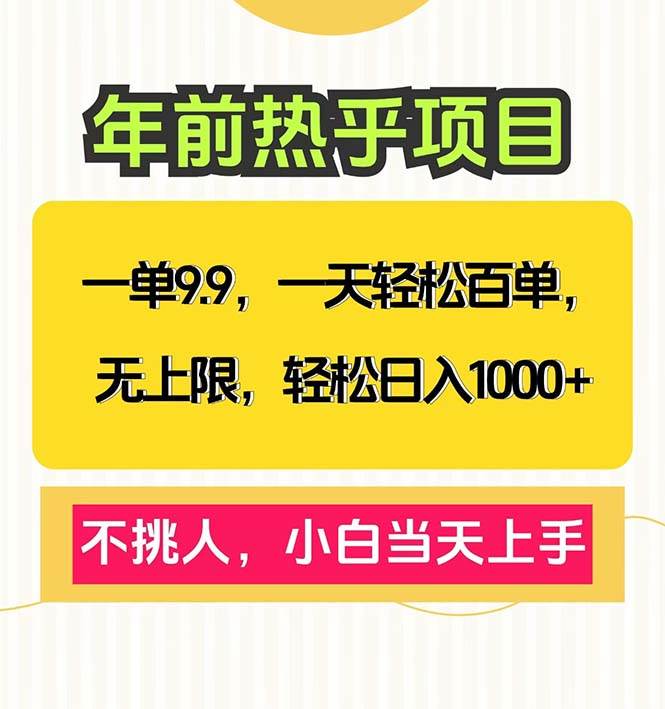 （13795期）一单9.9，一天百单无上限，不挑人，小白当天上手，轻松日入1000+-天孤无涯网