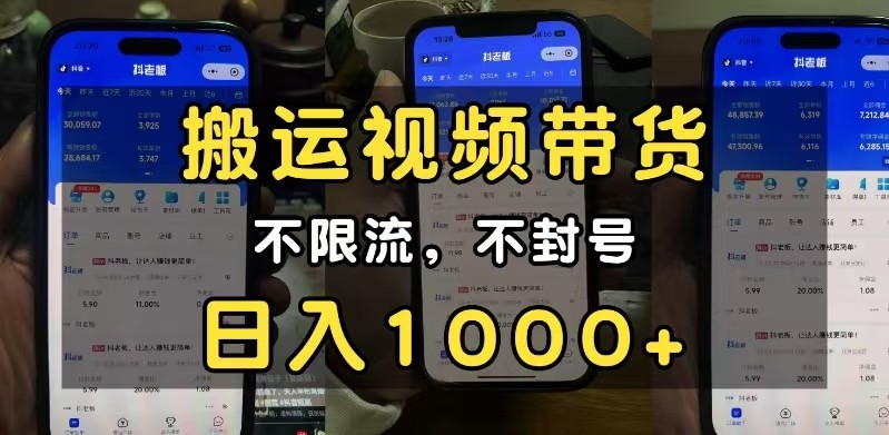 小白必看搬运视频带货玩法，不限流，不封号，纯自然流，日入1000+-天孤无涯网