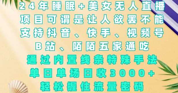 2024年睡眠+美女无人直播，通过内置线条特殊手法，单场日收3k+，轻松握住流量密码【揭秘】-天孤无涯网
