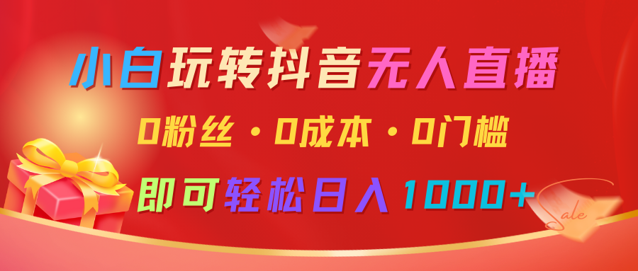 小白玩转抖音无人直播，0粉丝、0成本、0门槛，轻松日入1000+-天孤无涯网
