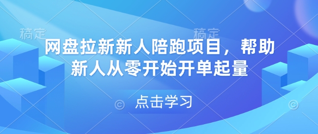 网盘拉新新人陪跑项目，帮助新人从零开始开单起量-天孤无涯网
