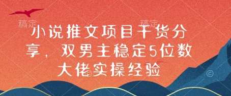 小说推文项目干货分享，双男主稳定5位数大佬实操经验-天孤无涯网
