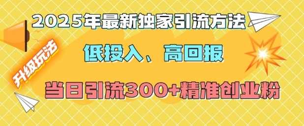 2025年最新独家引流方法，低投入高回报？当日引流300+精准创业粉-天孤无涯网