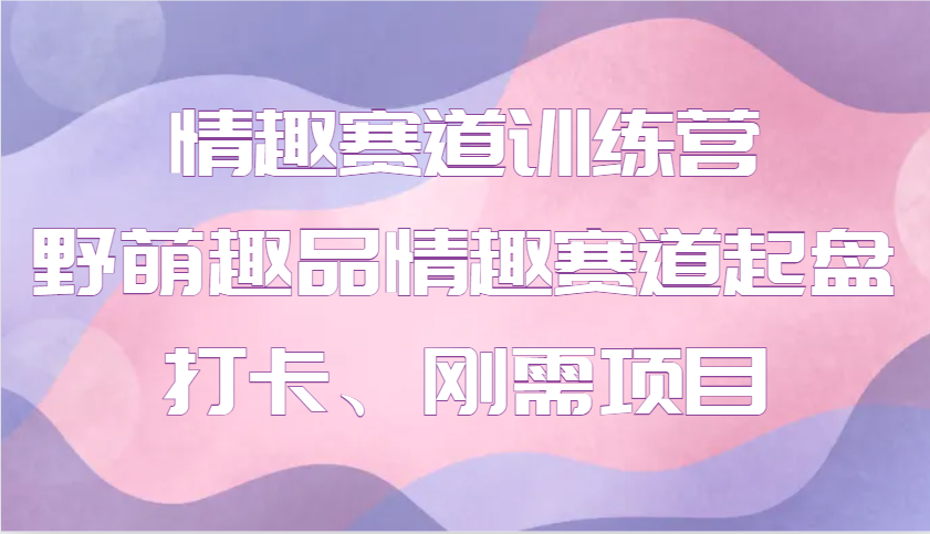 情趣赛道训练营 野萌趣品情趣赛道起盘打卡、刚需项目-天孤无涯网