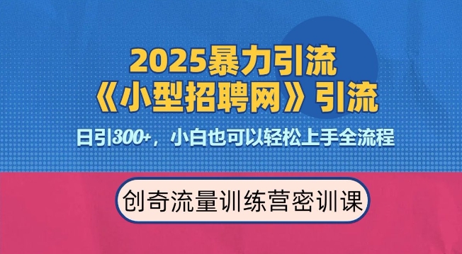 2025最新暴力引流方法，招聘平台一天引流300+，日变现多张，专业人士力荐-天孤无涯网