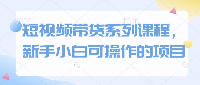 短视频带货系列课程，新手小白可操作的项目-天孤无涯网
