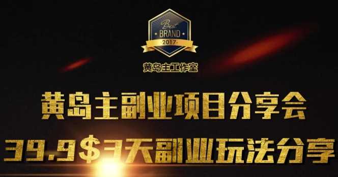 黄岛主副业分享会1期：3天3个副业玩法，速度上车-天孤无涯网