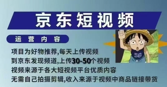 京东短视频带货课，无需自己拍摄剪辑，保姆式教学，两天快速上手-天孤无涯网