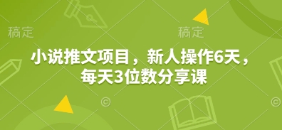 小说推文项目，新人操作6天，每天3位数分享课-天孤无涯网