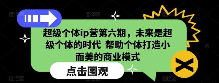超级个体ip营第六期，未来是超级个体的时代  帮助个体打造小而美的商业模式-天孤无涯网