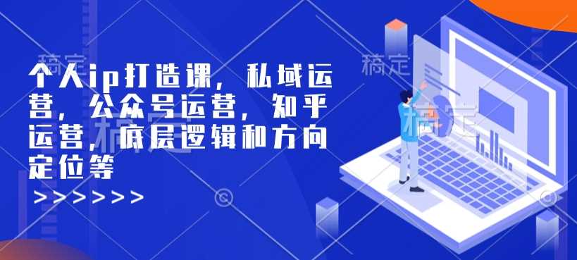 个人ip打造课，私域运营，公众号运营，知乎运营，底层逻辑和方向定位等-天孤无涯网