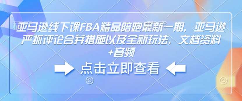 亚马逊线下课FBA精品陪跑最新一期，亚马逊严抓评论合并措施以及全新玩法，文档资料+音频-天孤无涯网