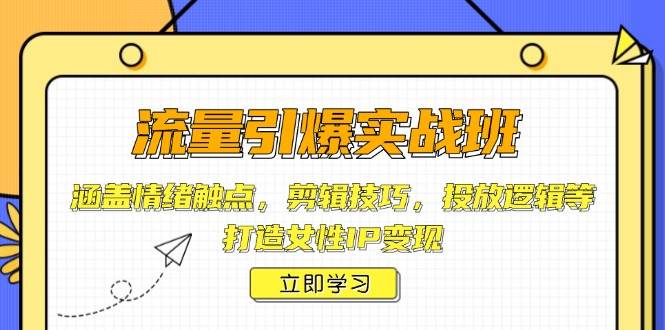 流量引爆实战班，涵盖情绪触点，剪辑技巧，投放逻辑等，打造女性IP变现-天孤无涯网