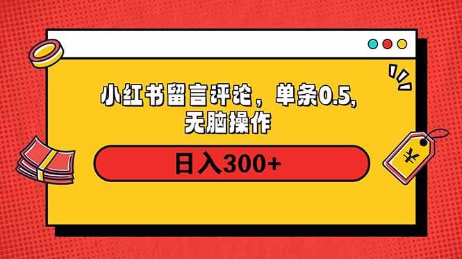 （14044期）小红书评论单条0.5元，日入300＋，无上限，详细操作流程-天孤无涯网