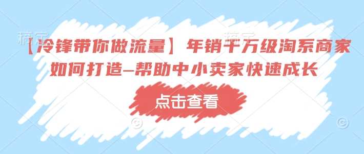 【冷锋带你做流量】年销千万级淘系商家如何打造–帮助中小卖家快速成长-天孤无涯网