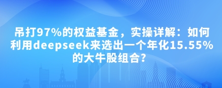 付费文章：吊打97%的权益基金，实操详解：如何利用deepseek来选出一个年化15.55%的大牛股组合?-天孤无涯网