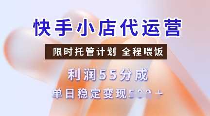 快手小店代运营，限时托管计划，收益55分，单日稳定变现多张【揭秘】-天孤无涯网