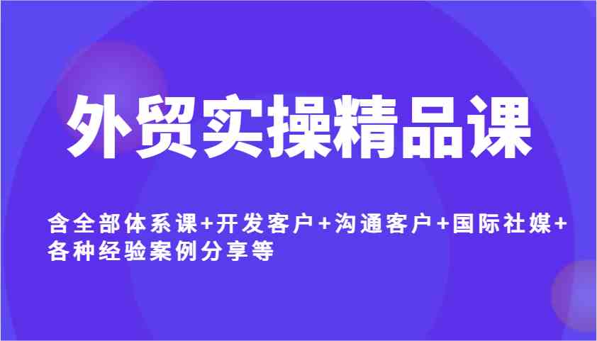 外贸实操精品课，含全部体系课+开发客户+沟通客户+国际社媒+各种经验案例分享等-天孤无涯网